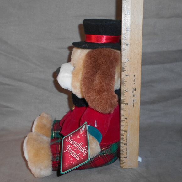 Vintage Dan Dee Snowflake Friends Dog in Top Hat Christmas Red Plaid - Picture 2 of 7
